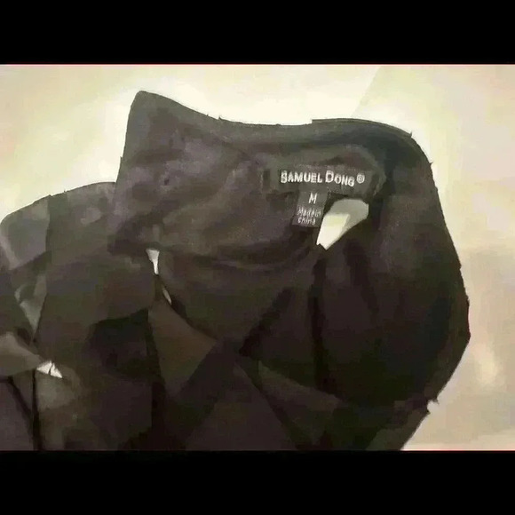 Samuel Dong Black Button Down Tiered Sleeveless Mini Dress size M Designer Rare - Picture 3 of 5